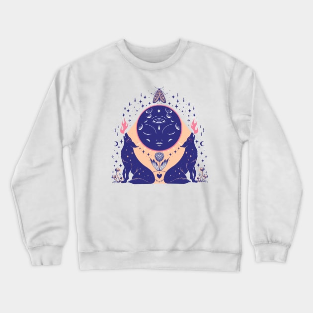 New moon and wolves Crewneck Sweatshirt by Paolavk